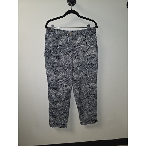 Lauren Ralph Lauren Pants - Lauren Ralph Lauren Women's Paisley‎ Print Capri Pants Size 14 Navy White